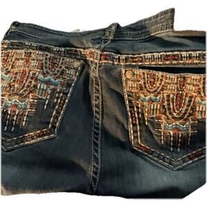 Grace In LA Embroidered Denim Jeans SZ 19
